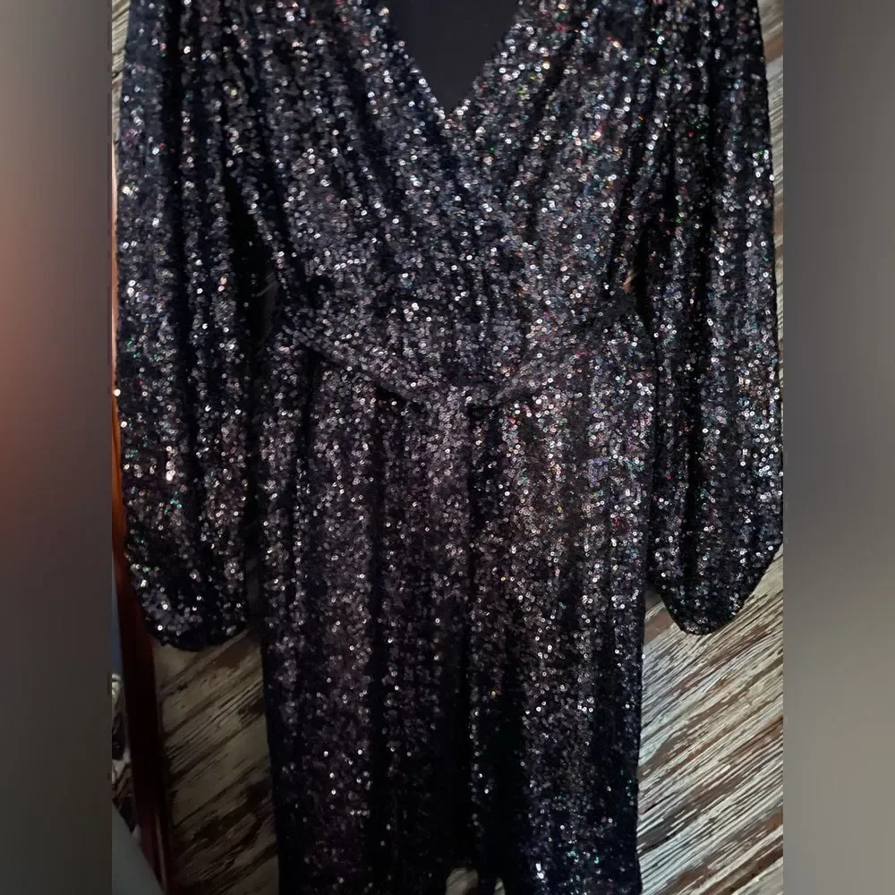 Ann Taylor Loft sequins wrap dress